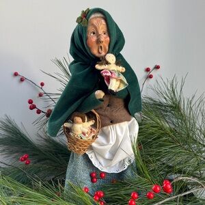 Holiday Decor Figurine with Green Shawl
